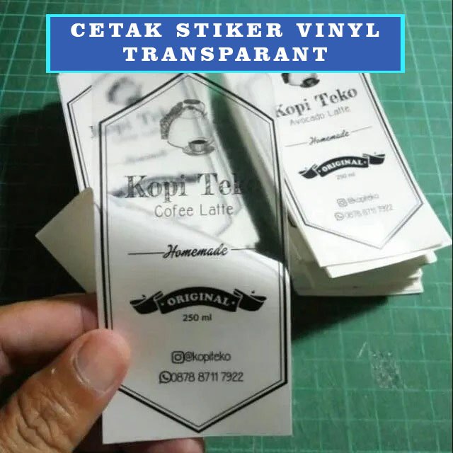 Cetak Stiker Vinyl Transparant A4