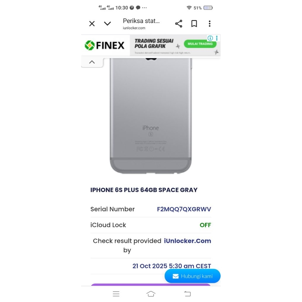 mesin iphone 6s plus 64gb