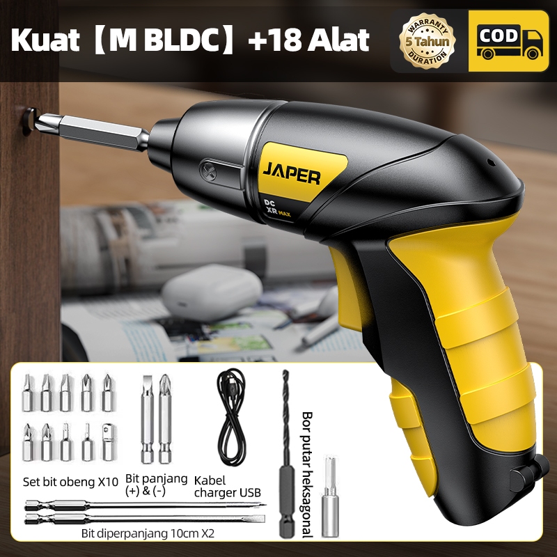 JAPER Obeng Listrik Baterai Tanpa Kabel Mesin obeng baterai koper, kit alat bor tanpa kabel, mesin b