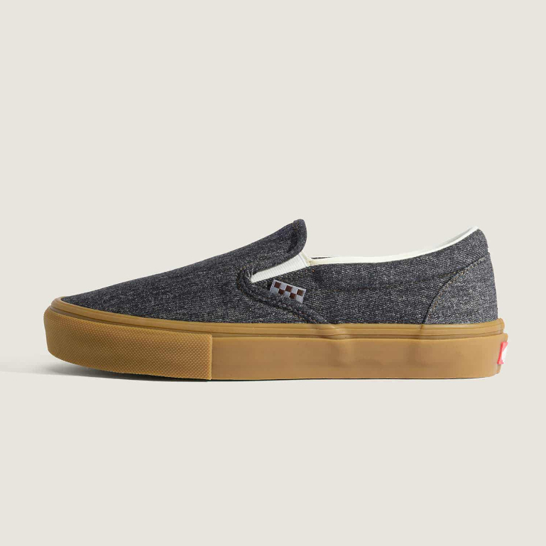 VANS SLIP ON SKATE DENIM BLACK GUM ORIGINAL
