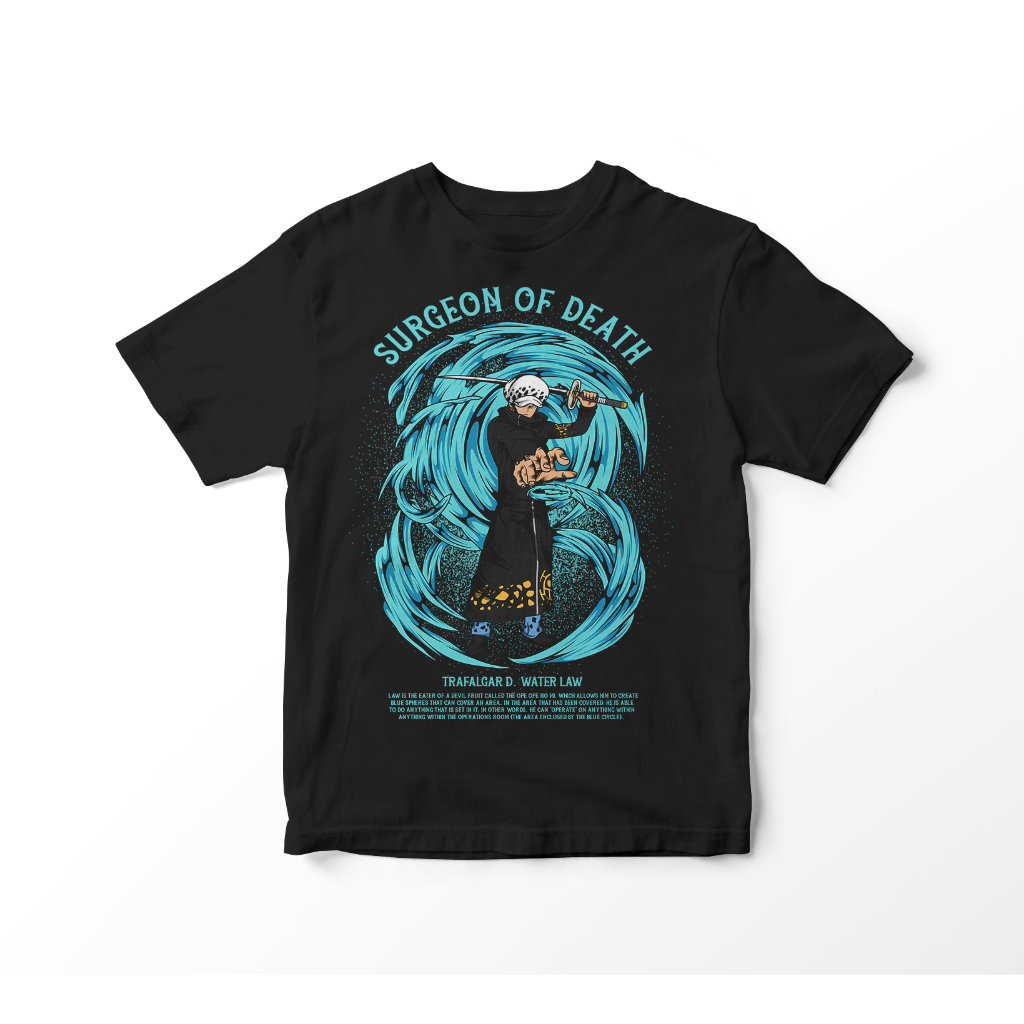 Kaos One Piece Trafalgar D. Water Law  Unisex - T-Shirt Anime - 100% Cotton Combed - Senshika Offici