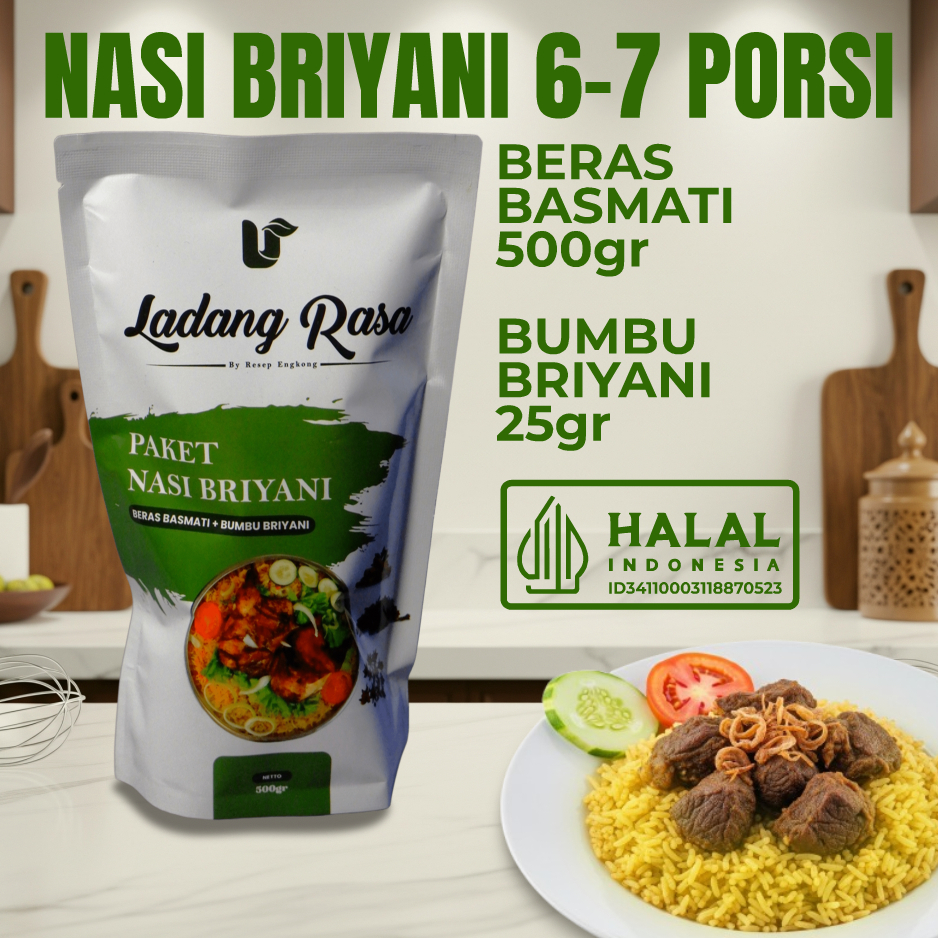 Ladang Rasa Nasi Briyani Instan Paket Beras Basmati 500gr Bumbu Nasi Briyani Arab India Bumbu Instan