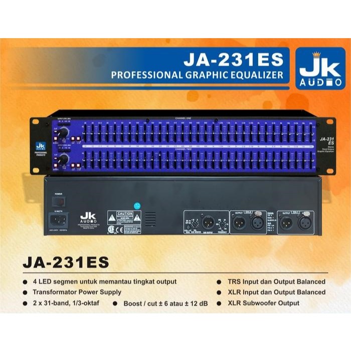 100% ORI EQUALIZER JK COUSTIC AUDIO JA-231ES / Equalizer JK Audio JA-231ES 4 Led Segmen / Equalizer 