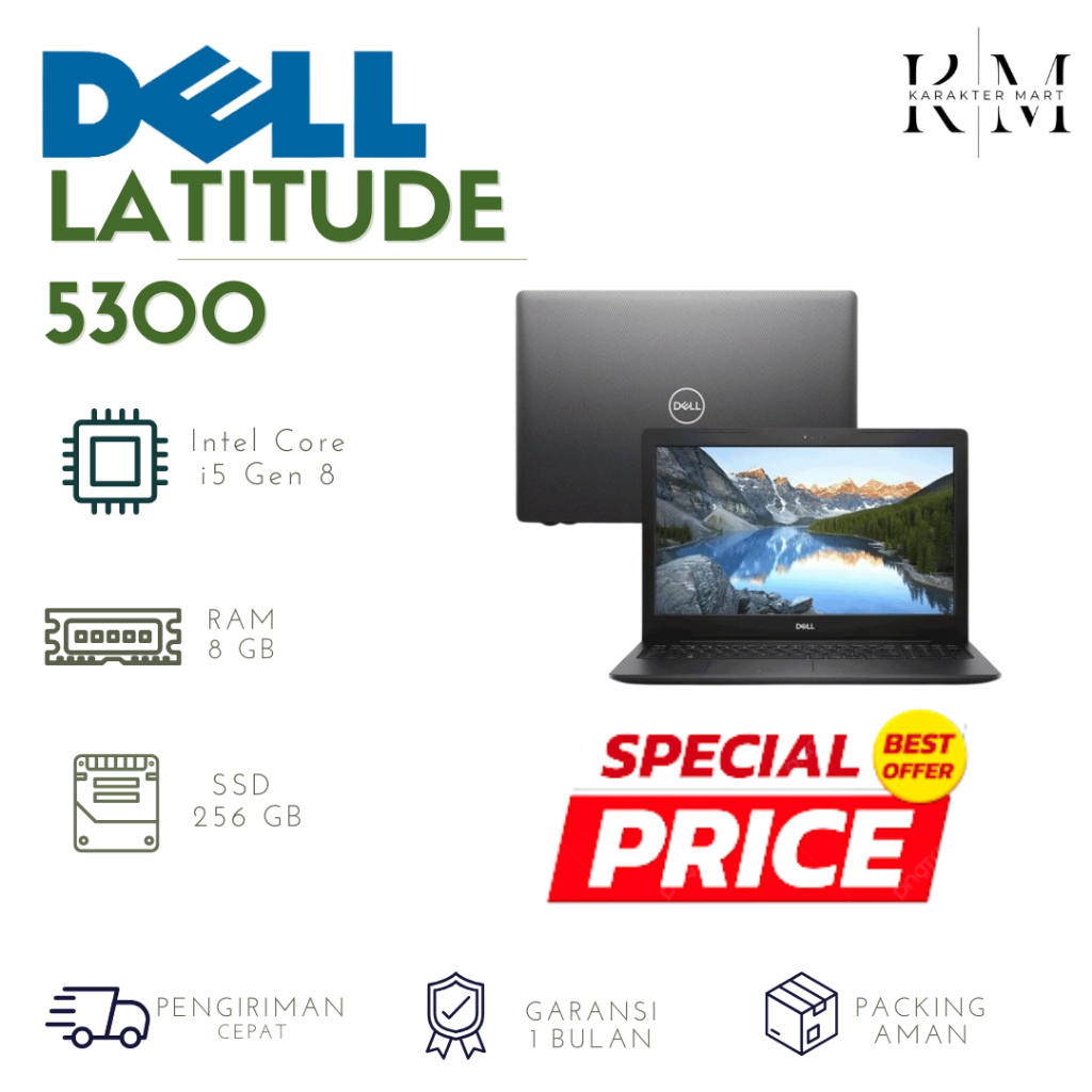 Laptop Second Dell Latitude 5300 Touchscreen Ram 8GB SSD 256GB Bergaransi