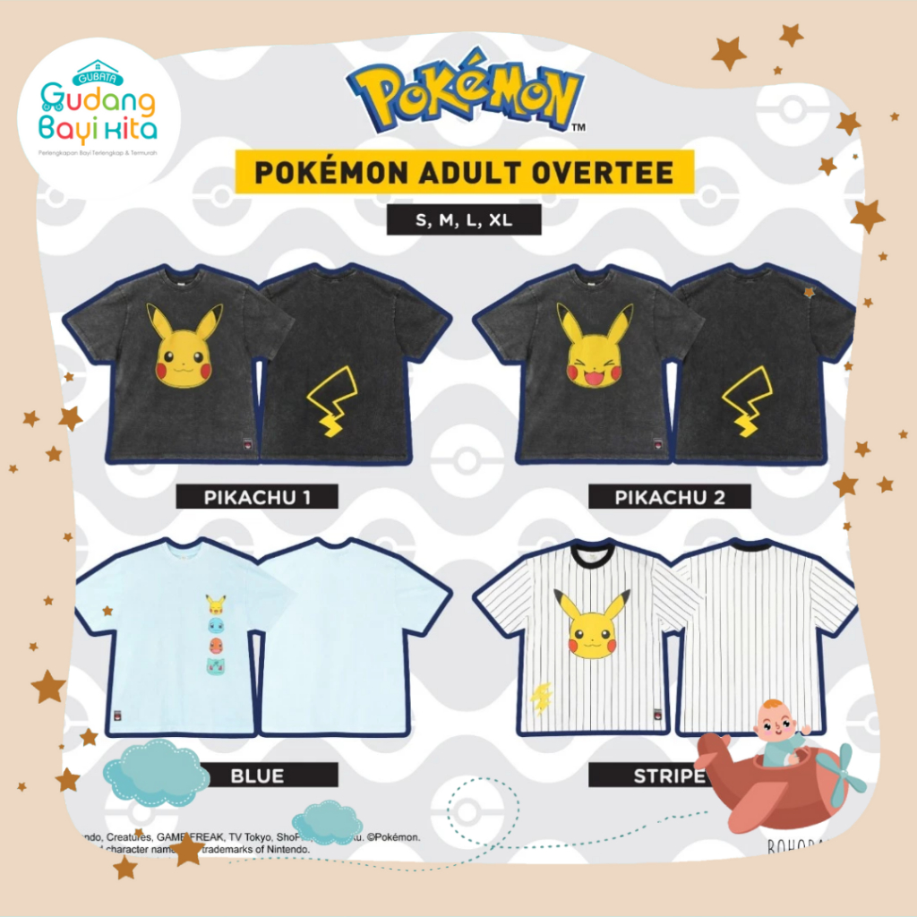 Bohopanna Pokemon Adult Overtee - Atasan Kaos Pokemon Dewasa