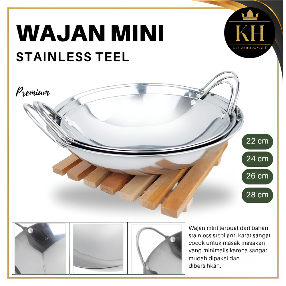 Kh - Wajan Mini Stainless Anti Lengket Anti Karat Wajan Penggorengan High Quality Wajan Mini Piring
