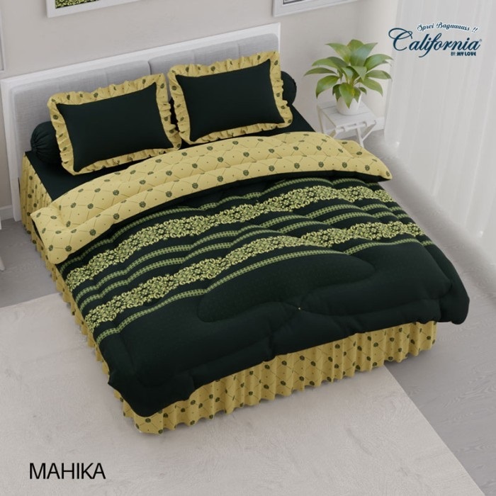BEDCOVER SET CALIFORNIA DISPERSE MICROTEX MURAH LEMBUT QUEEN 160x200x20cm