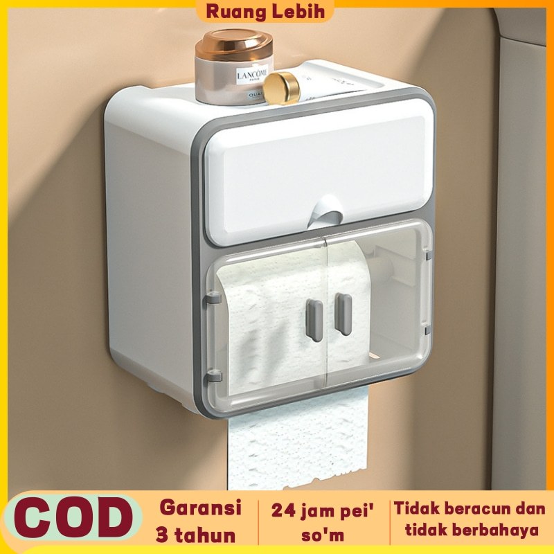 Ruang Lebih Tempel Tempat Tisu Toilet Kotak Tisu WC Tempel Tissue Box Kamar Mandi Rak Kamar Mandi / 