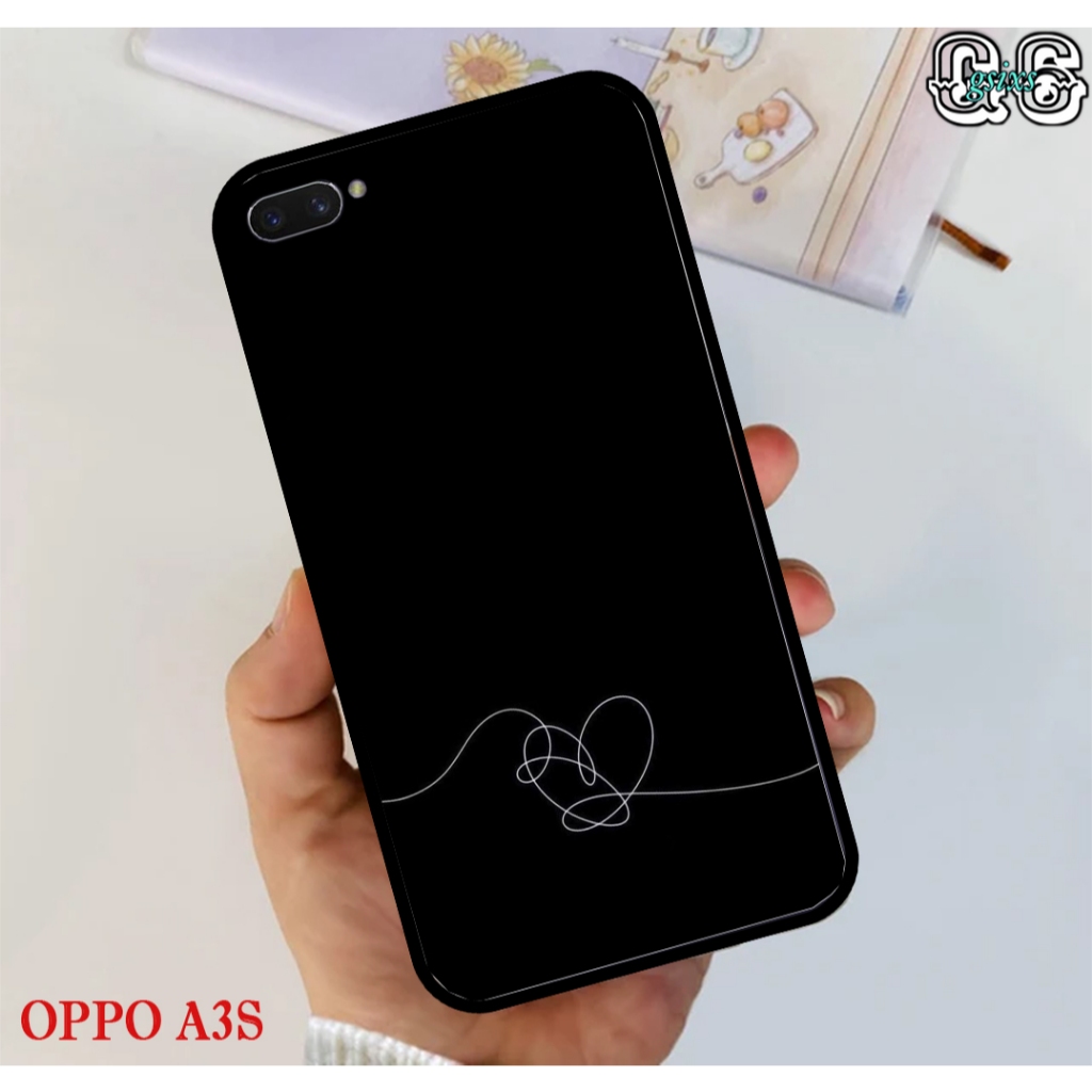 Casing Case Terbaru  Hp Oppo A3S  [ MOTIF LOVE BLACK ] Aneka casing, custom case, case aesthetic cas