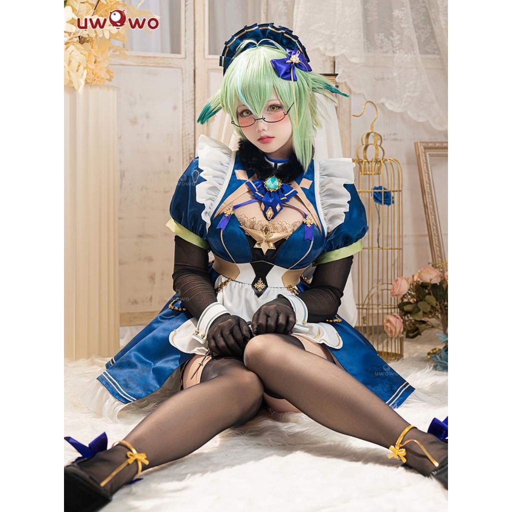WTS READY STOCK NEW Costume Kostum Cosplay Sucrose Maid Fanart Game Genshin impact Brand Uwowo
