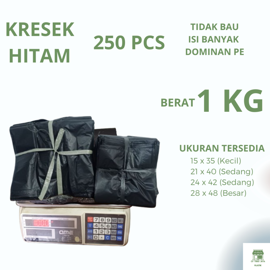 kantong kresek plastik hitam HD kantong kresek hitam HDPE kiloan ukuran 15/24/28