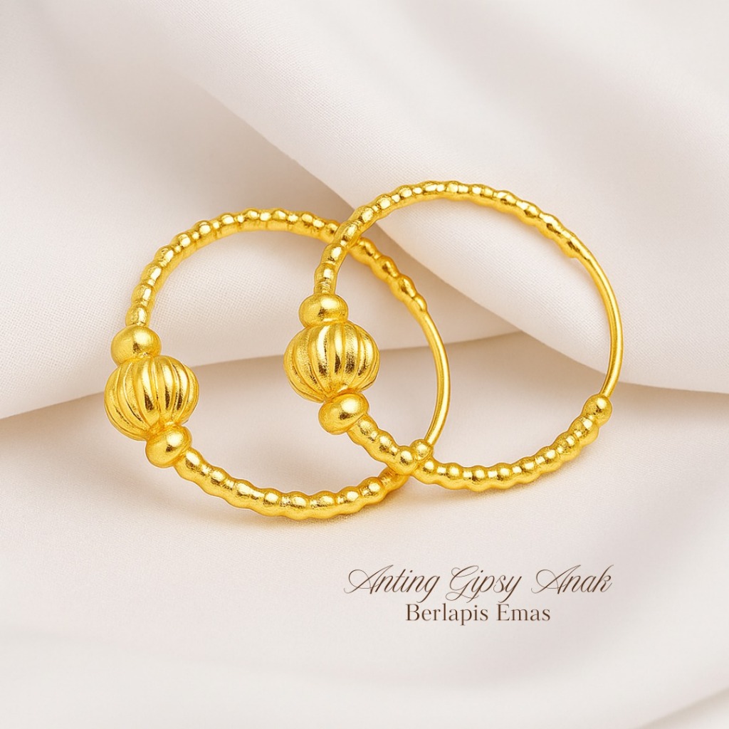 Anting Gipsy Anak Berlapis Emas Cantik Elegant