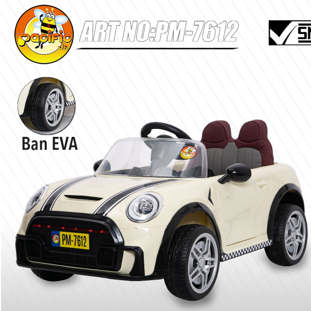 Mainan Mobil Aki Anak Mini Cooper Style PM 7612+ Ban EVA Pacific