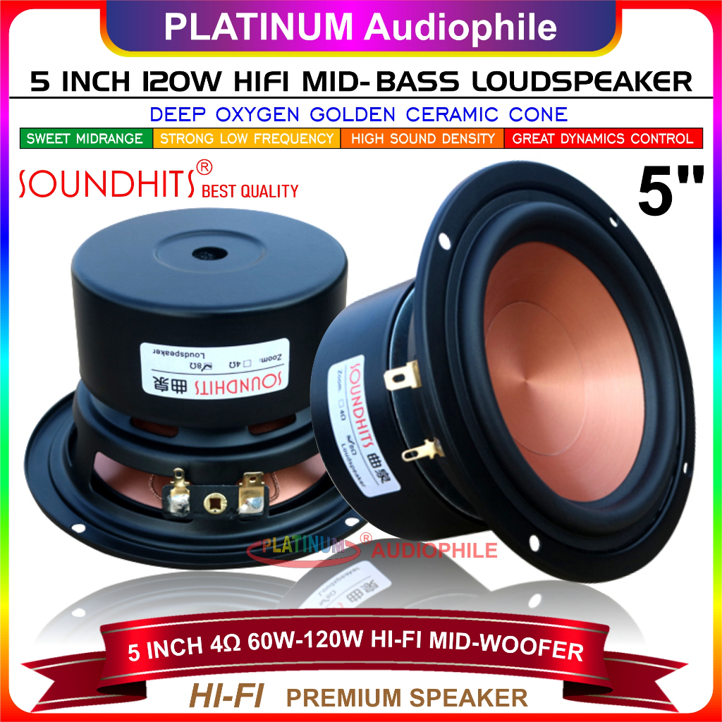 Speaker 5.5" Inch 4 ohm 120W Mid-Bass Mid-Woofer Hifi Speker Mid-Range Bass Soundhits SL-502R