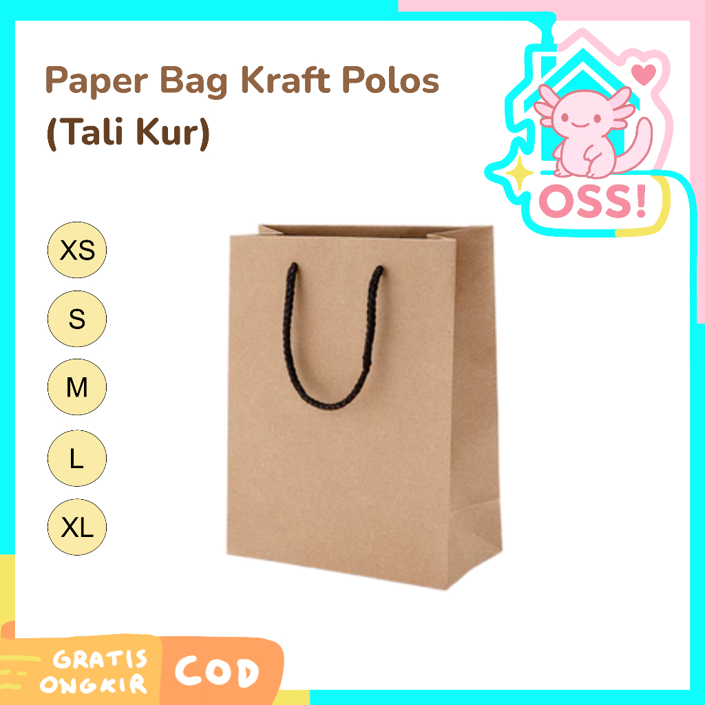 Oh Seyra – [Beli 2 Lebih Murah] Paper Bag TALI KUR Cokelat Kraft Polos | Paperbag Mini Kecil Sedang 