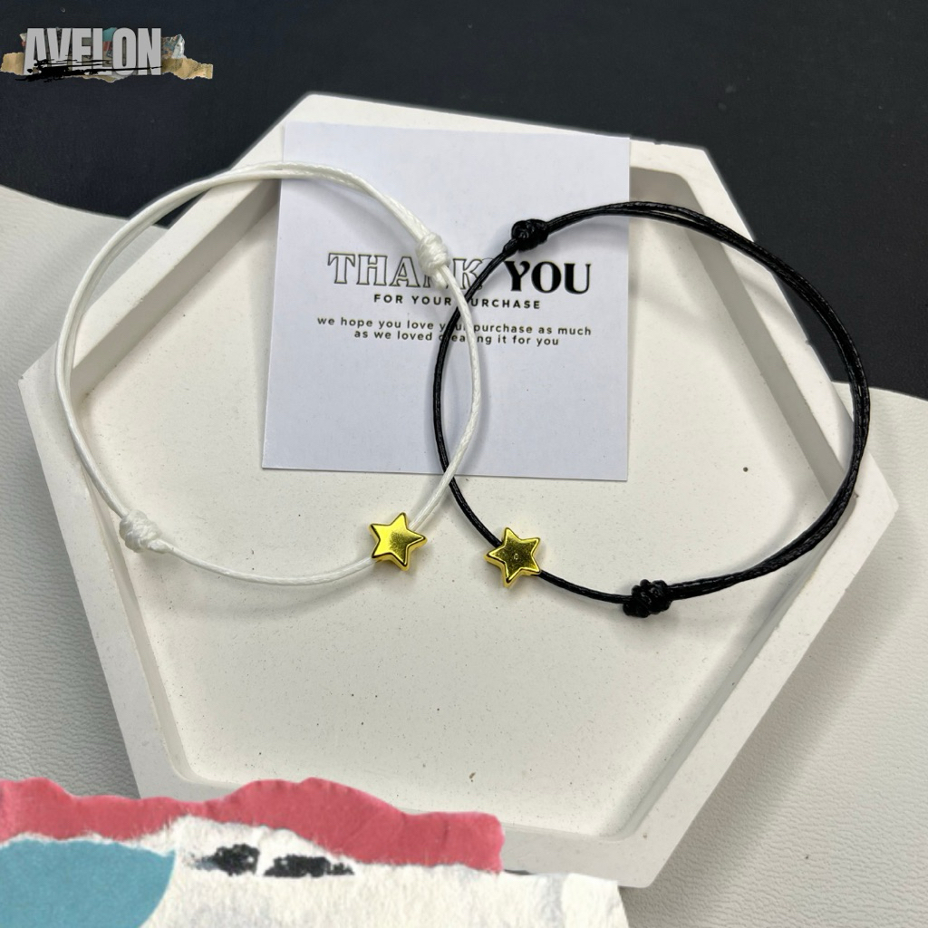 Gelang Coupel Bintang Emas keren Gelang Tali Korea Waterproof Manik Bintang Emas kilau