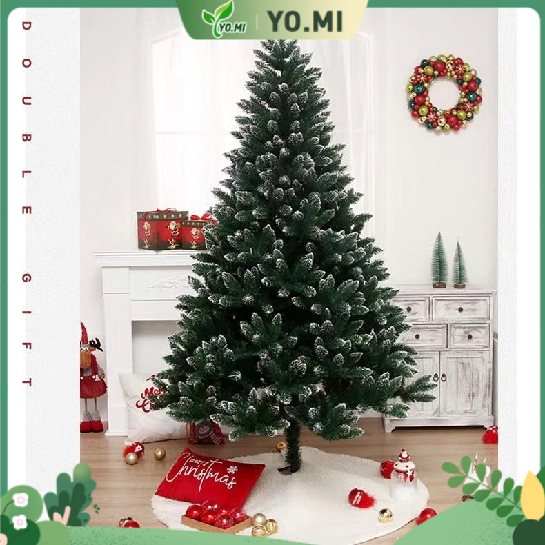 Pohon Natal Buatan Berbulu Salju Pohon Natal Pinus Tebal dengan Buah Pinus Dekorasi Rumah Natal Poho