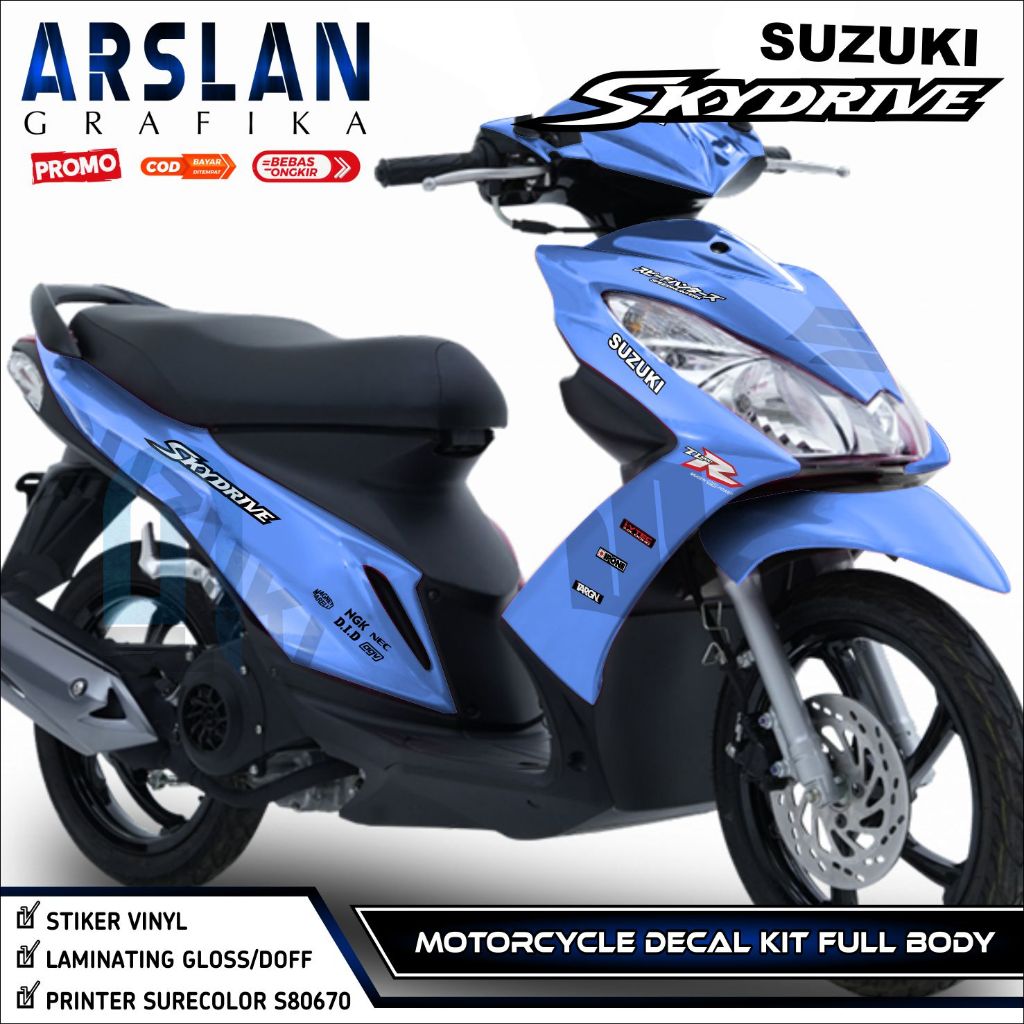 Decal Skydrive 125 Full Body Design Polos Simpel Keren Motor Suzuki Skydrive 125 Aksesoris Full Body