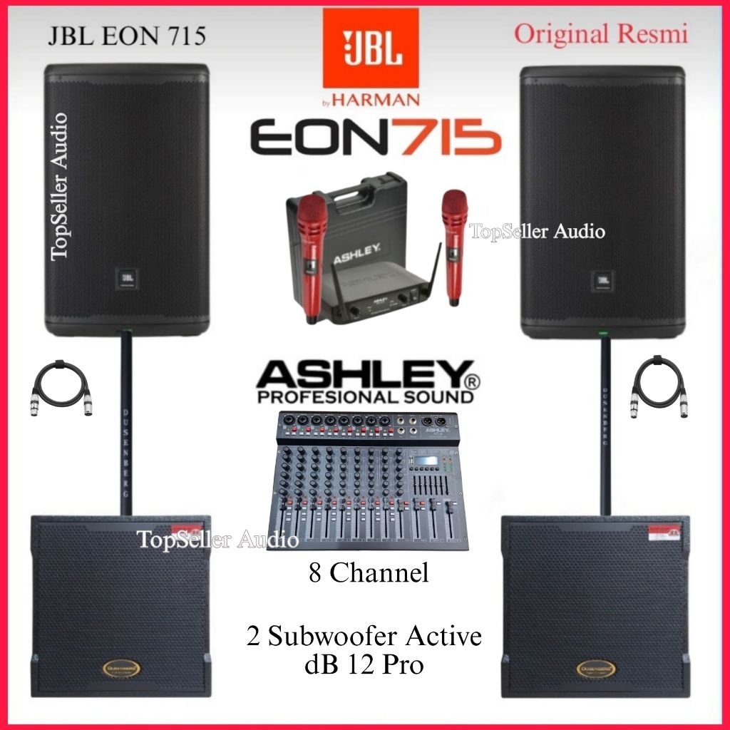 Paket Sound System Karaoke Live Musik Outdoor & Indoor Speaker Aktif JBL EON 715 Original 2 Subwoofe