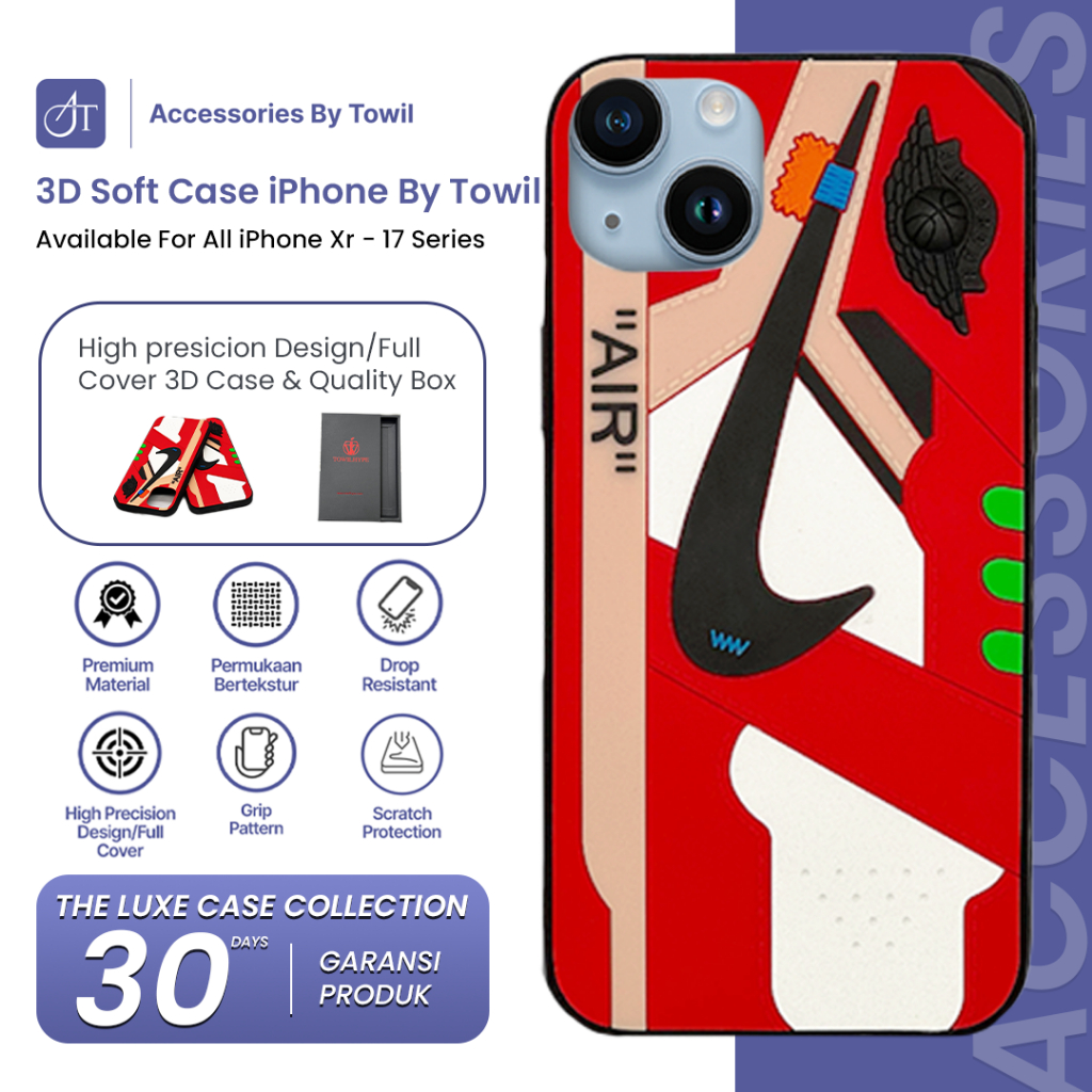 N1k3 Air Red Series Case iPhone 3D Hypebeast Casing iPhone 15 Plus Pro Max 12 Pro Max 11Pro Max Xr X
