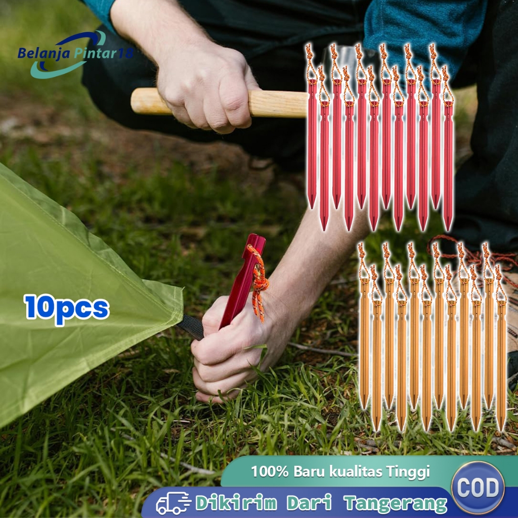 10pcs Pasak Tenda Aloy 18cm Camping Flysheet Tent Pegs Alumunium Alloy Besi Galvanis