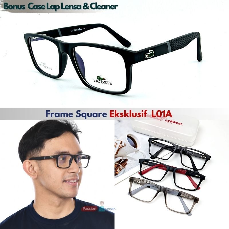 Frame Kacamata Minus Pria Lacost Kotak Pria Eksklusif L6601 Elegan Kacamata Photocromic Pria Minus