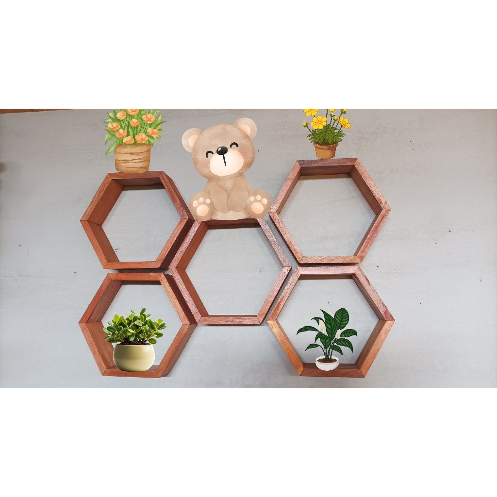 RAK DINDING HEXAGONAL JUMBO/ RAK DINDING AESTHETIC/ HIASAN DINDING