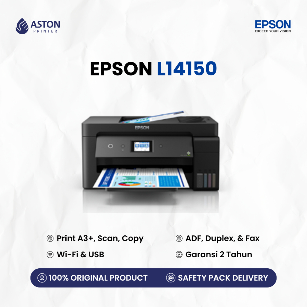 [Printer Inkjet] Epson EcoTank L14150 -  Printer A3+ All-in-One Wireless Fax ADF Duplex