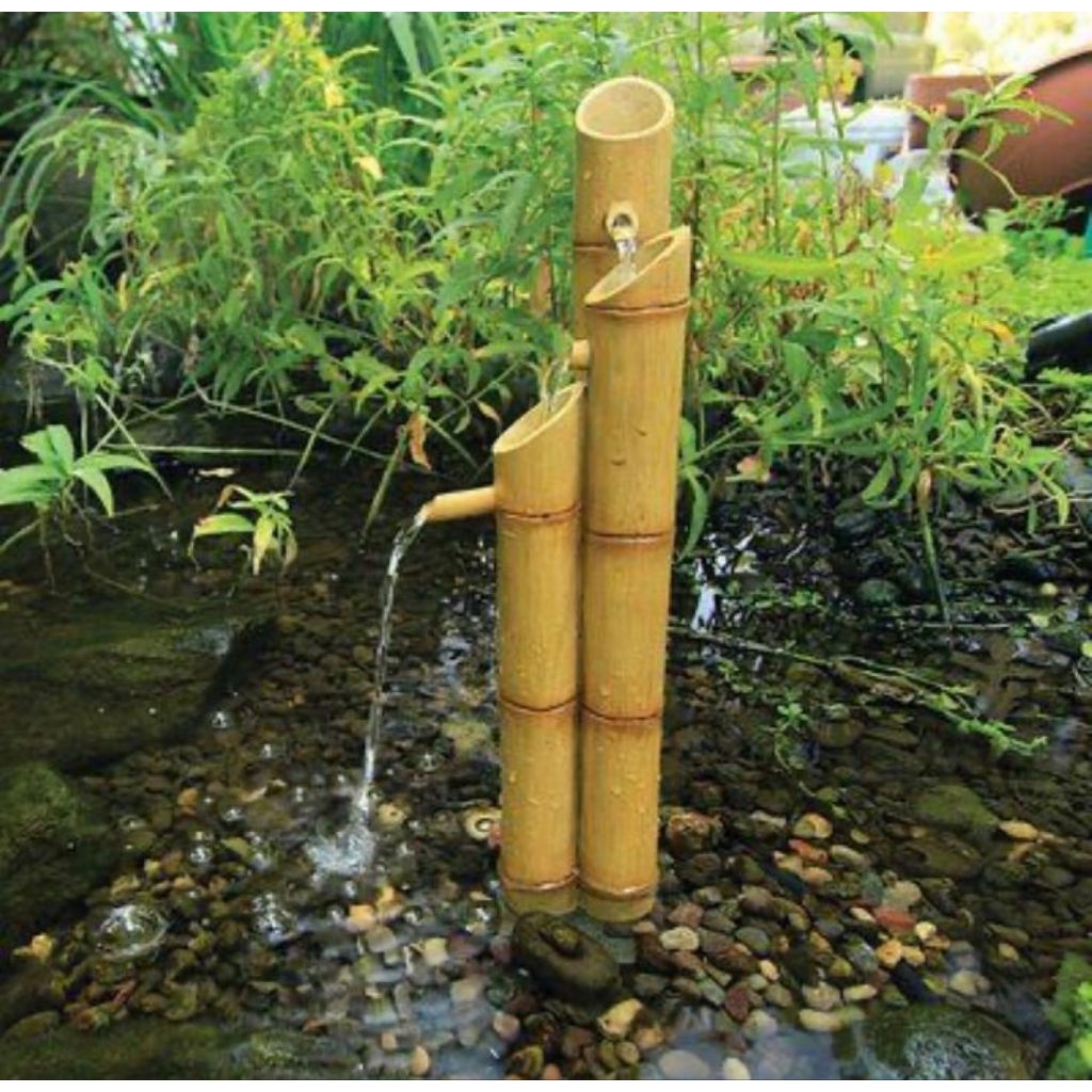Pancuran bambu dekorasi kolam pancuran air 3 tahap