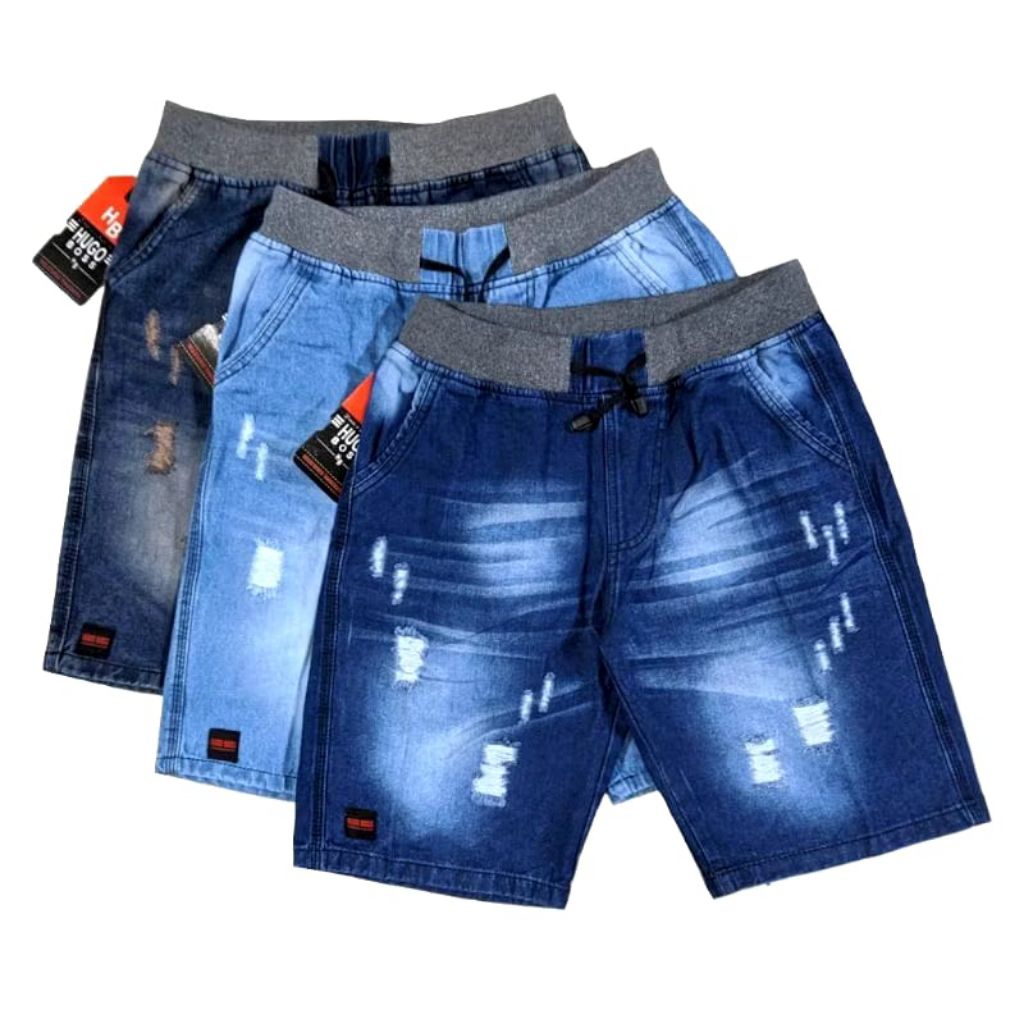 celana pendek jeans pria hugo rip/celana pendek jeans sobek ripped premium distro