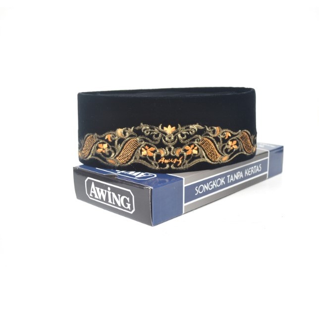 AWING Songkok Hitam Bordir Motif New Ananta Emas Awing Store Asli