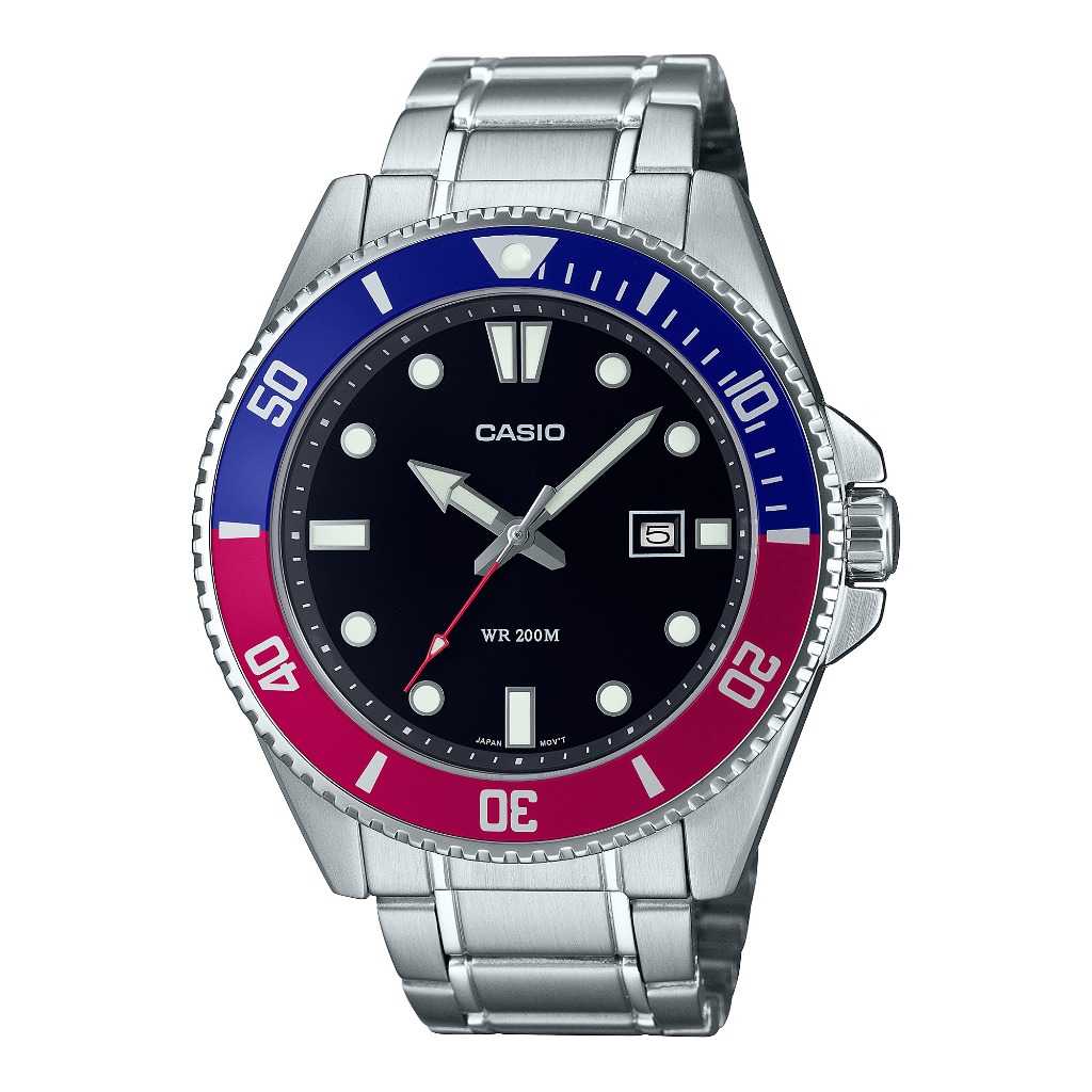 Jam Tangan Casio MDV-107D-1A3VDF Marlin Duro MDV107 Pepsi Pria Divers Watch Anti Air 200m Garansi Re