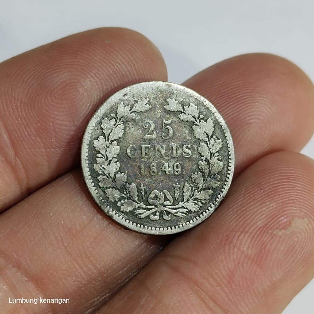 koin silver Willem ll 25 cents 1849 koin perak