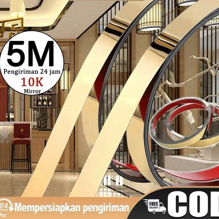 PLASWOOD LIST GOLD LIST PLAT STRIP MIRROR GOLD DINDING TEMPEL AESTHETIC