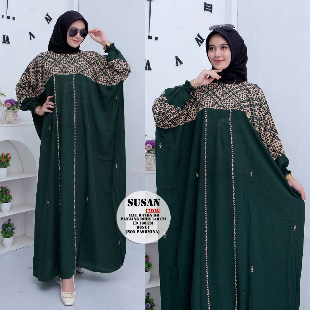Grosir Gamis Kaftan Susan Terbaru 2025 Bahan Rayon Ld 180 Pb 140 Jumbo