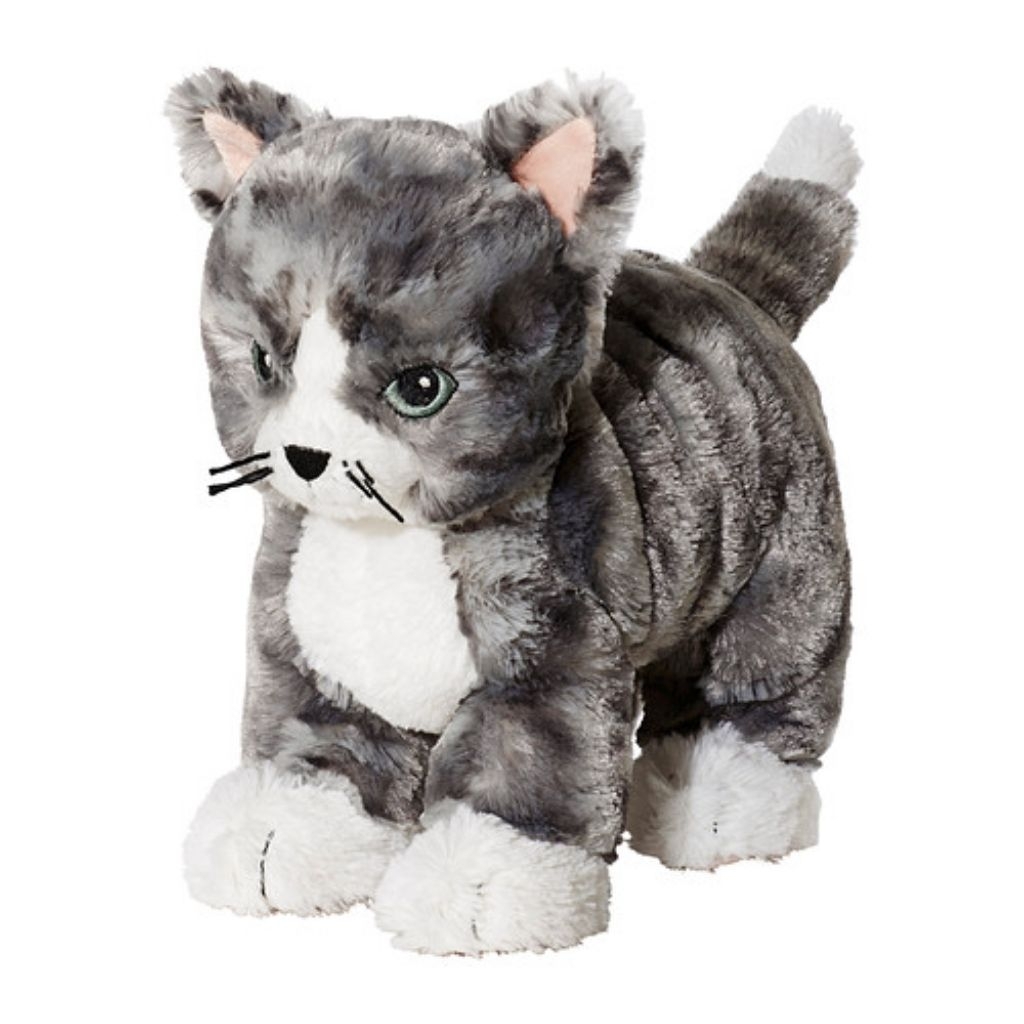 Boneka kucing abu-abu/Putih LILLEPLUTT