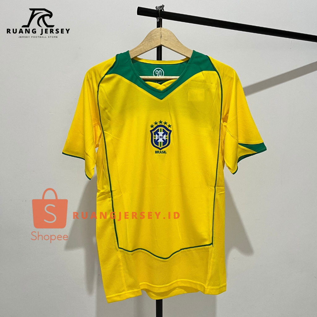 Jersey Sepak Bola Retro Classic Brazil Home 2004 Pria Dewasa High Quality