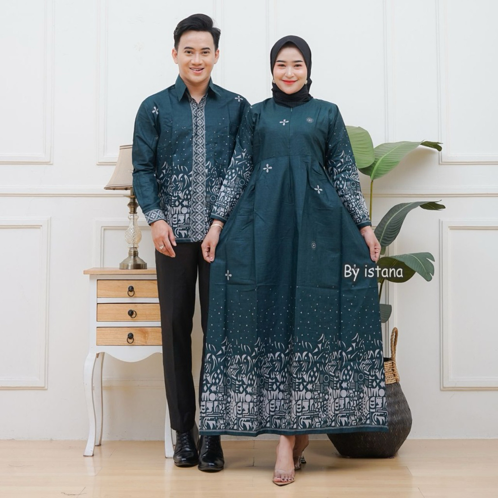BATIK ATAMA| Baju Batik Couple Pasangan Jumbo Baju Batik Sarimbitan Terbaru Termurah| Gamis Batik Co