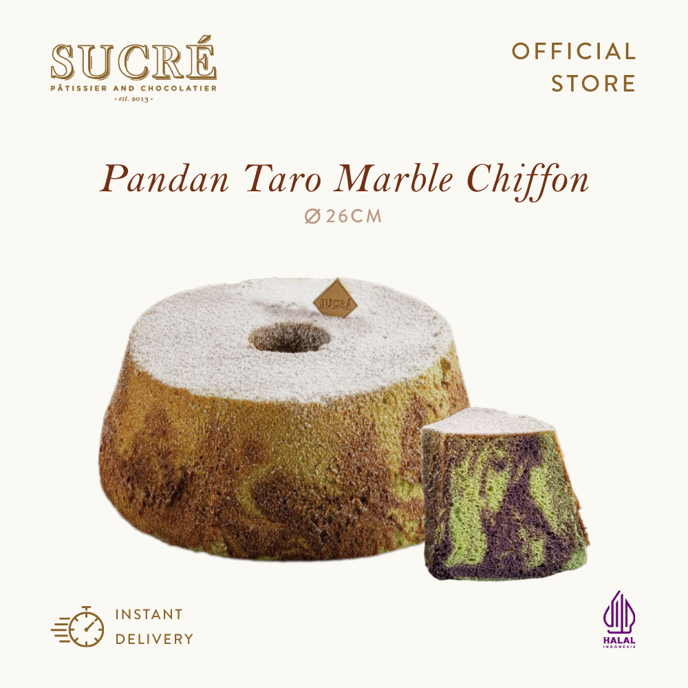 Sucre Patissier Pandan Taro Chiffon Cake - Kue Ulang Tahun Birthday Cake 26cm