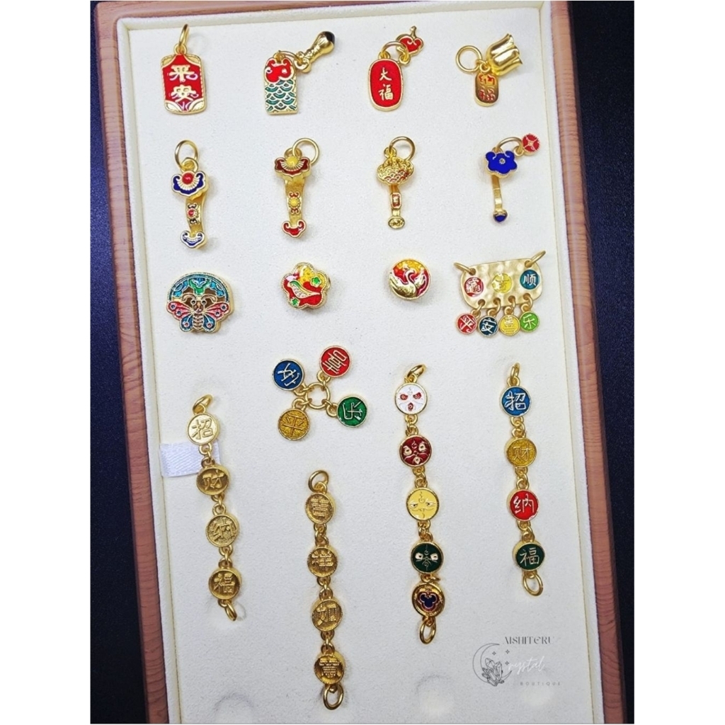 Kode MANTRA - PADUAN EMAS / Sandgold S999 Charm / Liontin Anti Karat untuk Gelang Crystal / Gelang T