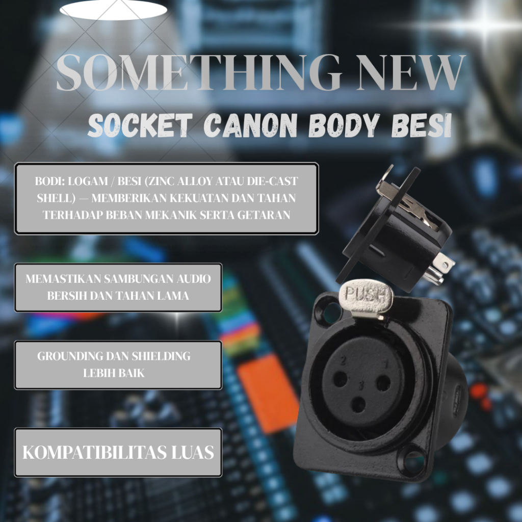 Socket XLR Female Body Metal – Konektor Mic Canon – Untuk Panel / Box