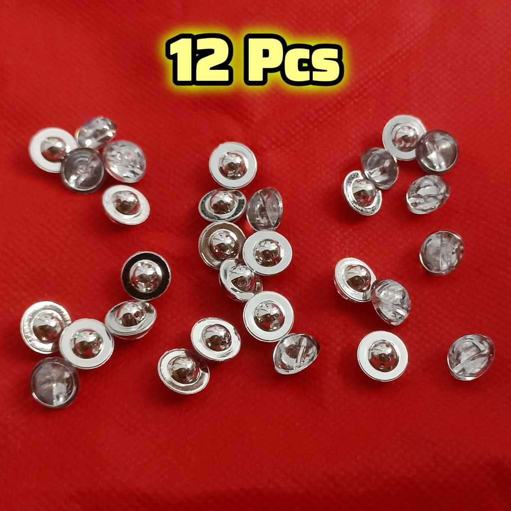 COD Isi 12 Pcs = N 110 | Kancing Baju Motif Jamur Mutiara Timbul Bening