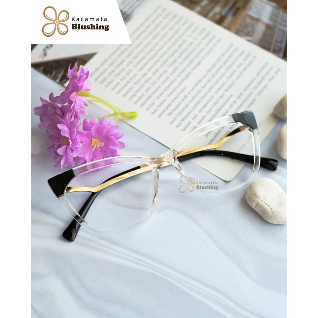 KACAMATA BLUSHING - Frame Kacamata Akira Transparan Cat eye Wanita