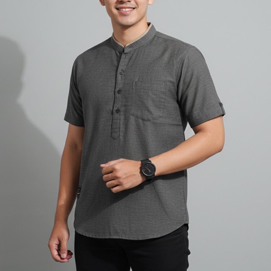 KEMKO/KEMEJA KOKO LENGAN PENDEK POLOS 1/2 KANCING KERAH SANGHAI BY ERKAPE