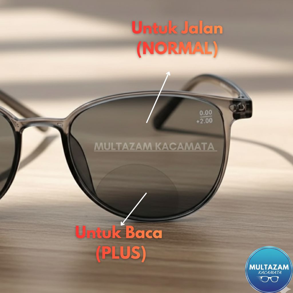 Kacamata Baca Dan Jalan Kacamata Plus Dabel Fokus Lensa Redup Original Kacamata Plus