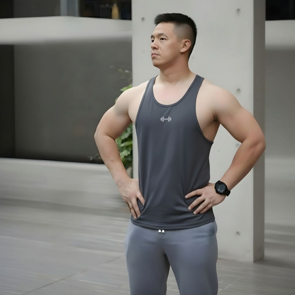 Singlet pria olahraga gym fitnes M L XL XXL