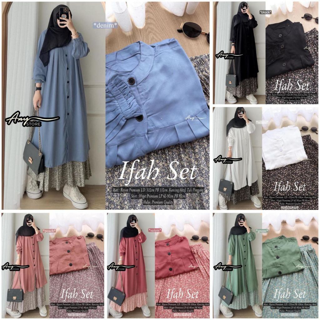 (( RESTOCK )) IFAH KEVIRA INZA JOVITA SET ORI BY ANY CLA HIJAB // BAJU ATASAN TUNIK POLOS SETELAN RO