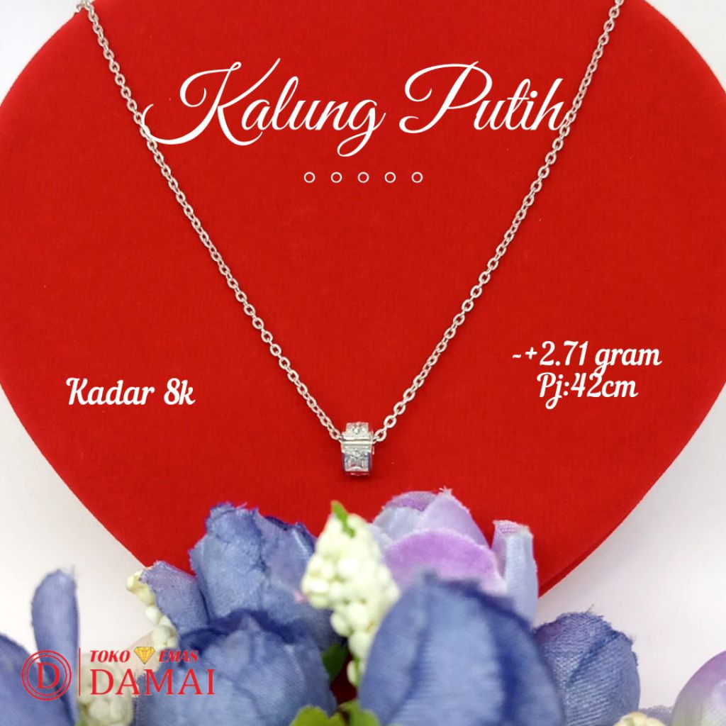 Kalung emas putih model ring full mata putih lengkap 8k ||-+2.71gram