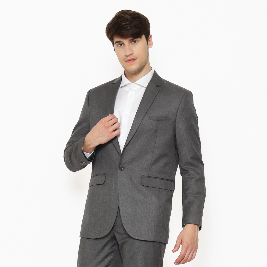 Lawell Setelan Jas Celana Pria Formal Abu Tua | GILBERT | Jas Modern Fit | Celana Regular Fit | Salu