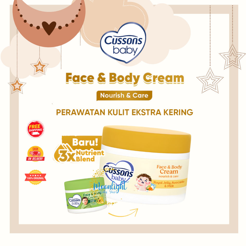 Cussons Baby Face & Body Cream 50gr | Nourish & Care – Krim Pelembap Wajah & Tubuh Bayi